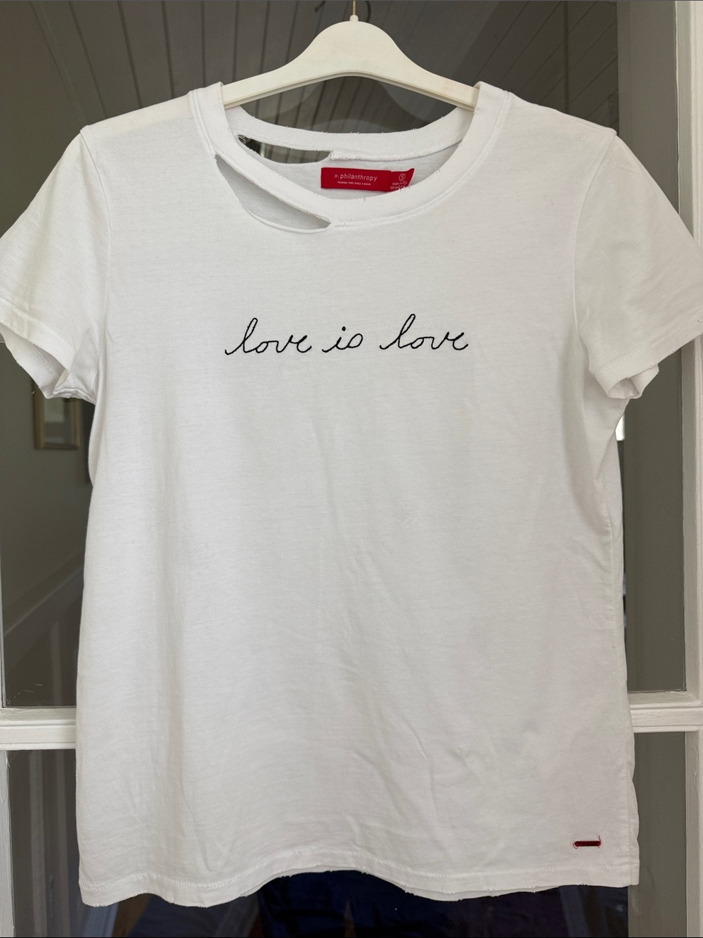 n:PHILANTHROPY Harlow BFF Love Is Love Distressed Cutout Tee S